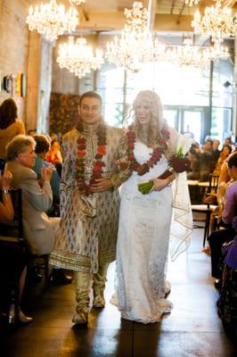 Ceremony in the lobby of Aria - Photo by Bernadette Pollard