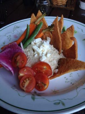 Hummus plate was delicious and the added baby veggies were a nice addition.