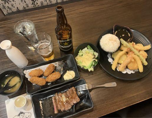 What a spread--can't believe I ate all of that. There's some expensive stuff there, but that whole meal with tax and tip was only $65.00