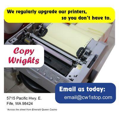 Copy Wrights Printing & Mailing offers digital printing so you don't have to