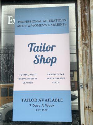 Tailor 7 days a week