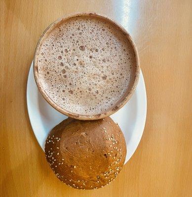 Hot chocolate with yema bread