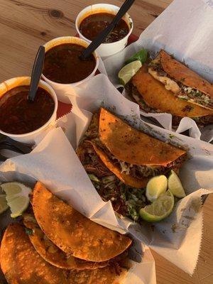 Quesobirria tacos with consommé