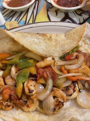 Shrimp fajita quesadilla