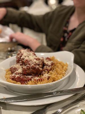 GF pasta and meatballs