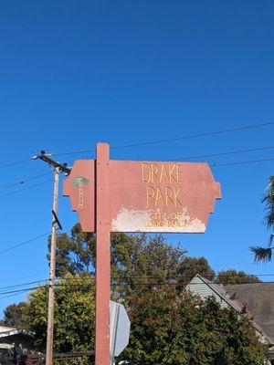 Drake Park sign. This side was faded out