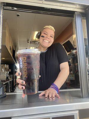 Large cold brew coffee with a smile from Renee great experience!!