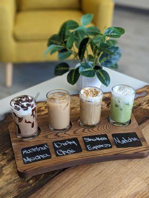 Coffee flights - your choice of 4 drinks to try for $15