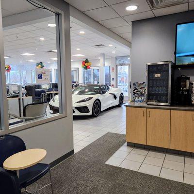 View into the showroom from waiting room for service. EBS would want a test drive if he was here