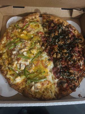 Half East Colfax Pizza Half Magnificent 7 Pizza