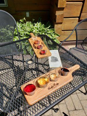 Enjoying our tastes on the outdoor patio