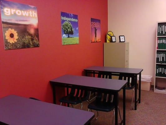 This part of the classroom is set up to accommodate one-to-one instruction.