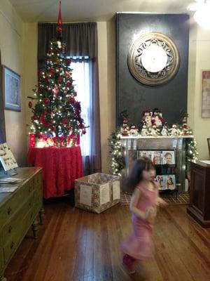 the lobby with my little niece running around