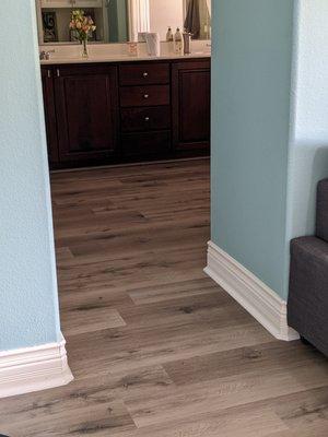 The quarter round installation eliminated the need to remove the baseboards.