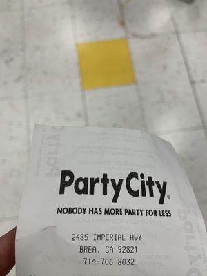 Contact # for Party City 10.27.22