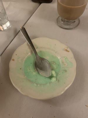 Cheesecake/mint chip ice cream (eaten)