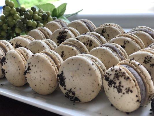 Ores macarons, with Oreo white chocolate ganache