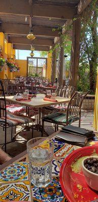 View down the row of tables.