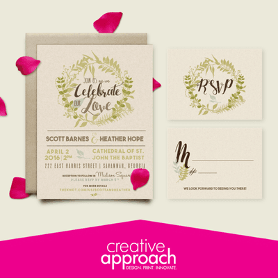 Custom designed and printed invitations.