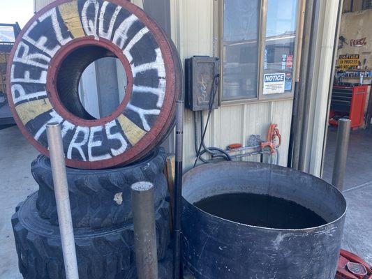 Old School Tub for Checking Leaks in Your Tires