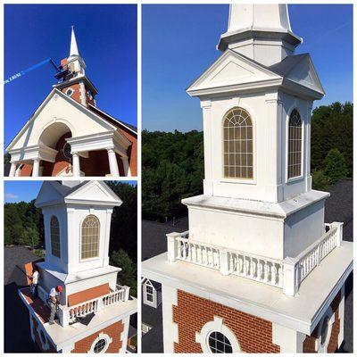 White EPDM roof installation for local church.