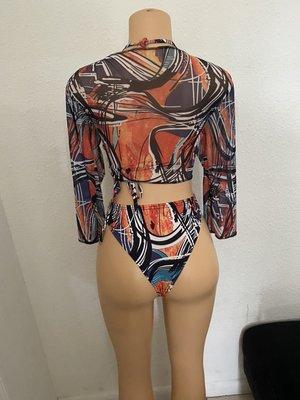 Abstract nights is a 3 peice set with tie up top available in (small medium large xl)