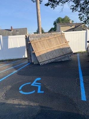 Black Bull Steakhouse Handicap Parking Space used for storage