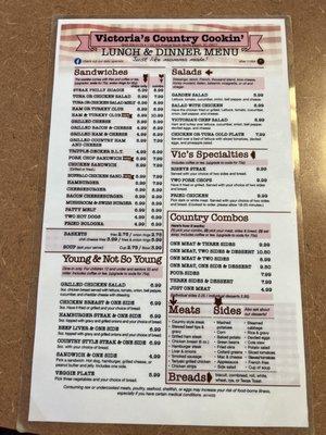 Lunch and dinner menu