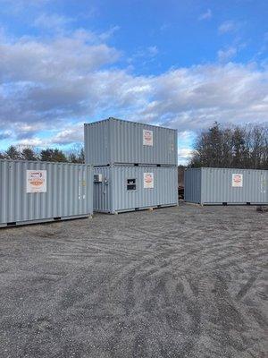 20' new one way shipping containers and job-site office container with storage.