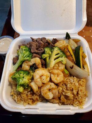 Shrimp and steak hibachi