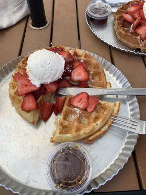 Strawberries and cream waffle