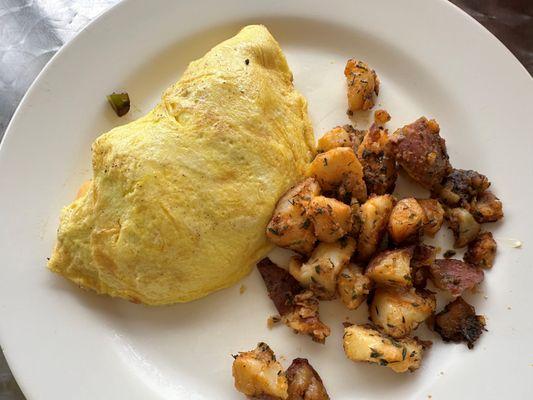 Philly Cheese Steak Omelette, Homefries