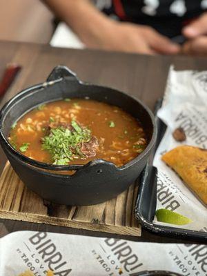 Birria Ramen served with a taco