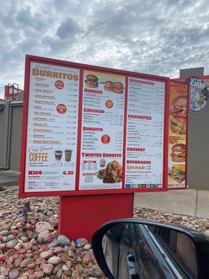 Drive thru menu