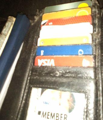 My plastic I mentioned that are current and in my name. The wallet is my older executive/biker/trucker wallet that I replaced with  another.