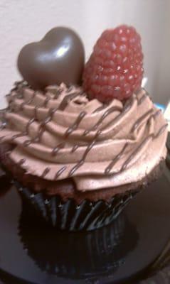 raspberry filled chocolate cupcake