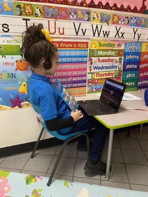 We help our children with online classes.