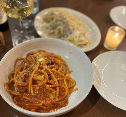 carbonara and bucatini all'amatriciana