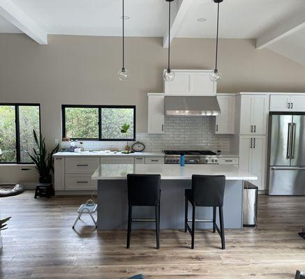 Kitchen remodel.  Took out 3 walls and added beam