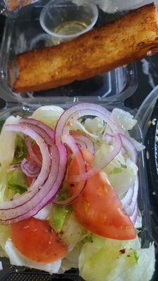 Salad and garlic bread