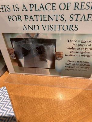 This sign shocked me! Are people out here hurting the medical staff that is helping them?? I hope not!