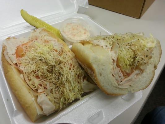 Turkey and sharp provolone hoagie w/ coleslaw