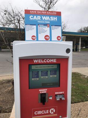 Touch less car wash at the Circle K / Valero.