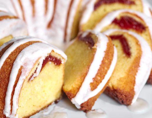 Mo's guava bundt cake is a tropical treat that combines a rich buttery golden cake with the exotic flavor of guava topped with vanilla icing