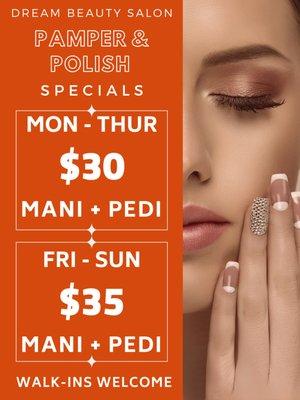 MANI PEDI SPECIALS!