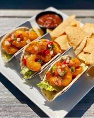 Beer battered shrimp taco