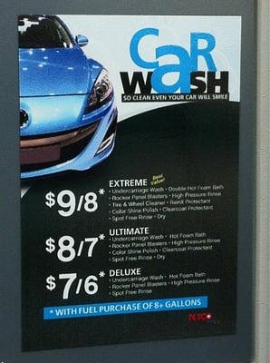 New touchless car wash pricing.