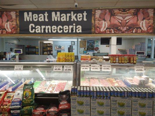 Meat display & charcoal.