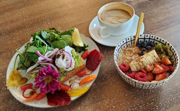 Avocado toast  Granny bird's oat Latte