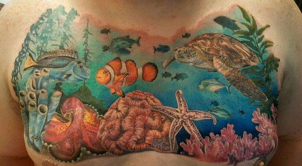 Underwater sea life chest piece